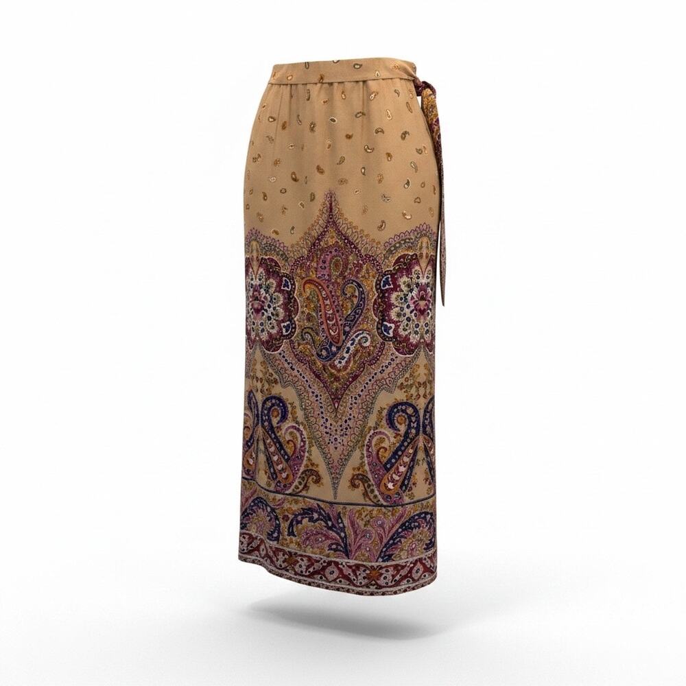 Vintage 1980s Copely Square Paisley Skirt Made in USA Union Made Size 14